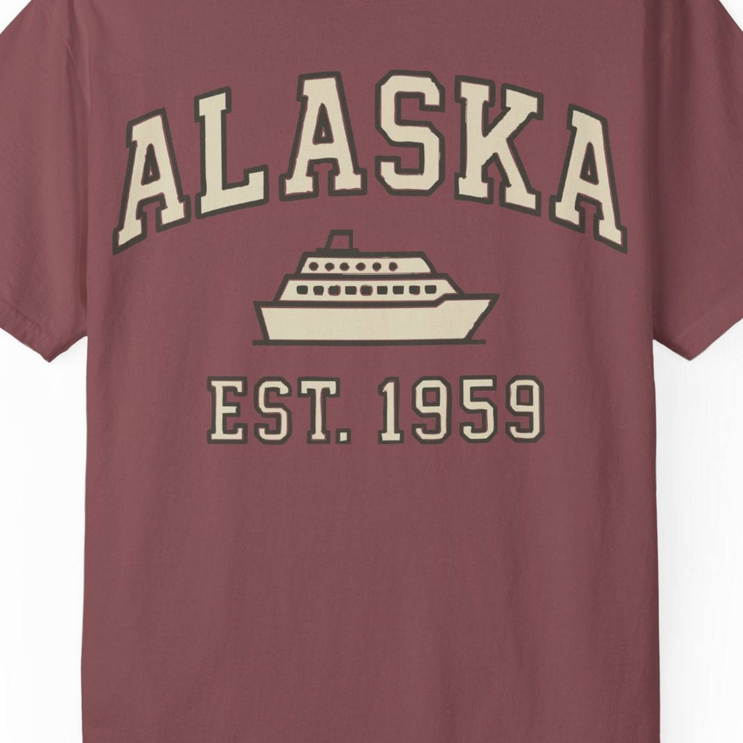 Alaska Cruise Shirt Comfort Colors T-Shirt – Brick – Alaska Cruise Shirts Close Up