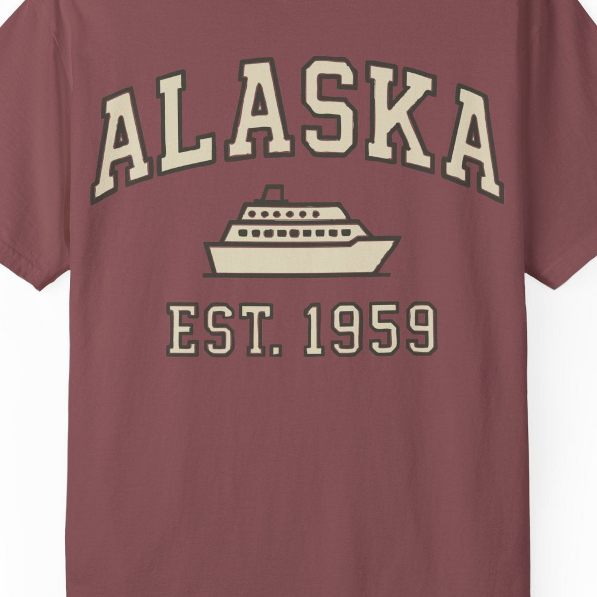 Alaska Cruise Shirt Comfort Colors T-Shirt – Brick – Alaska Cruise Shirts Close Up