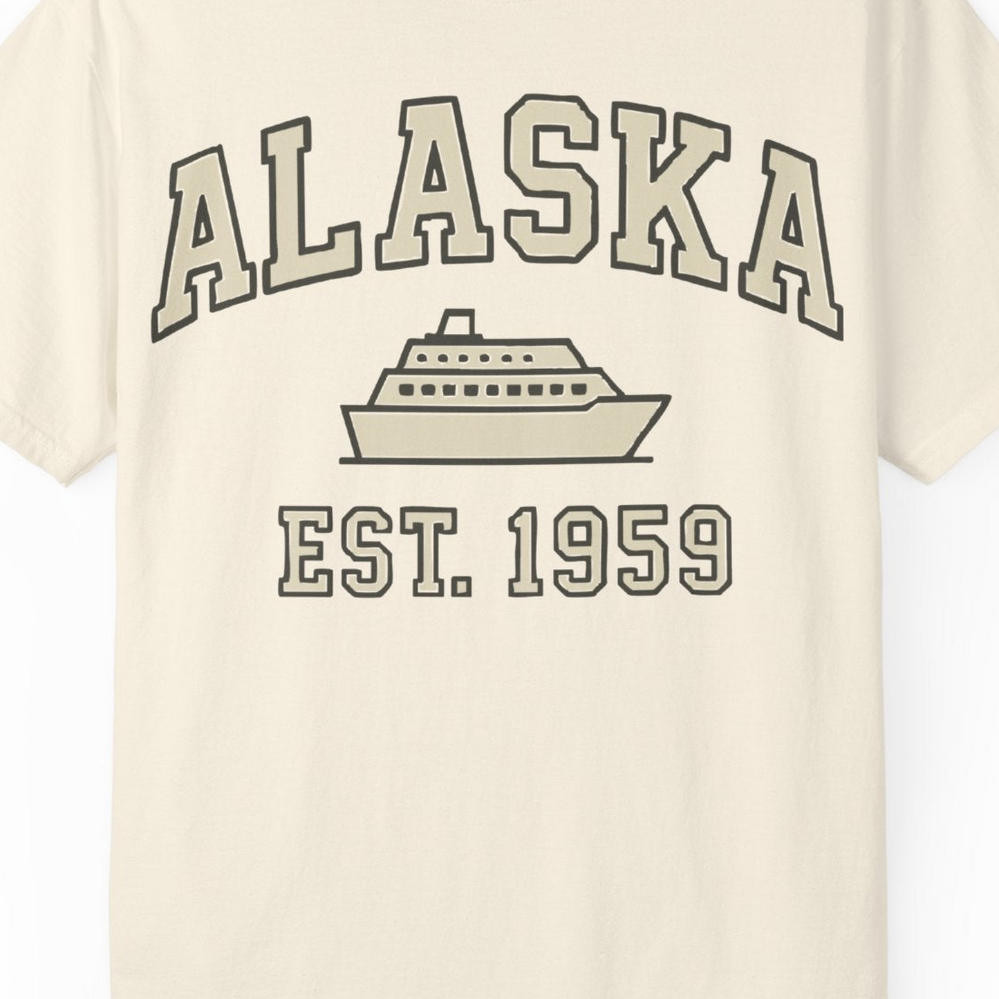 Alaska Cruise Shirt Comfort Colors T-Shirt – Ivory – Alaska Cruise Shirts Close Up