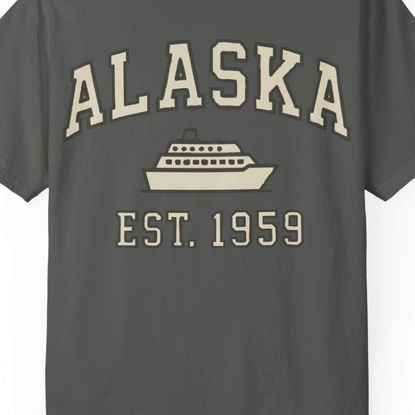 Alaska Cruise Shirt Comfort Colors T-Shirt – Pepper – Alaska Cruise Shirts Close Up