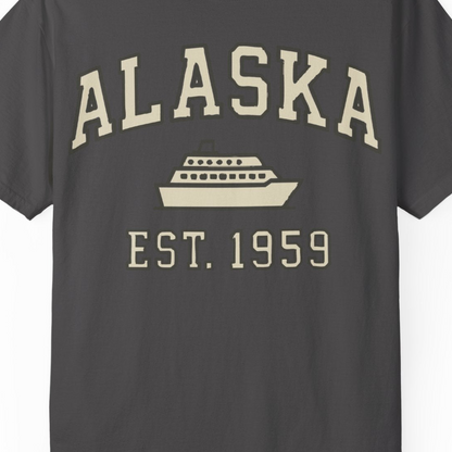 Alaska Cruise Shirt Comfort Colors T-Shirt – Graphite – Alaska Cruise Shirts Close Up