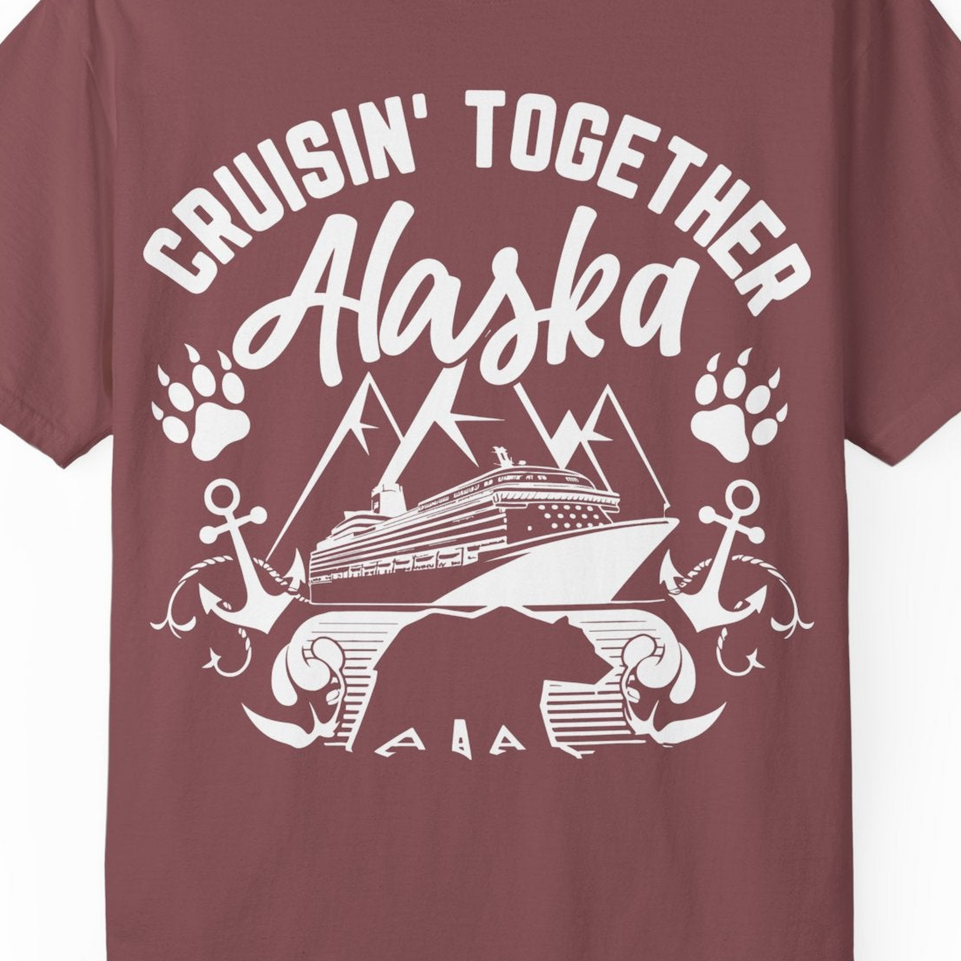 Alaska Cruise Adventure Shirt Comfort Colors T-Shirt – Brick – Alaska Cruise Shirts Close Up