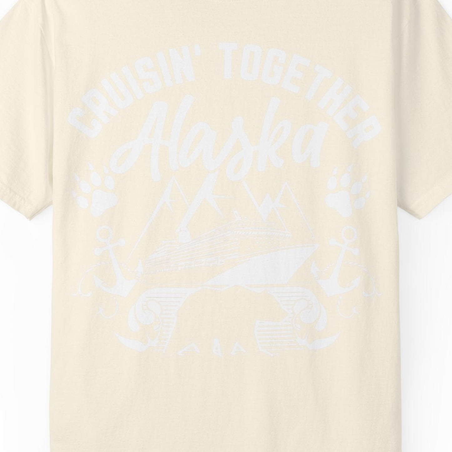 Alaska Cruise Adventure Shirt Comfort Colors T-Shirt – Ivory – Alaska Cruise Shirts Close Up