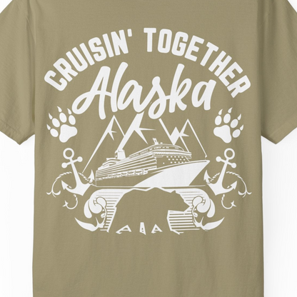 Alaska Cruise Adventure Shirt Comfort Colors T-Shirt – Khaki – Alaska Cruise Shirts Close Up