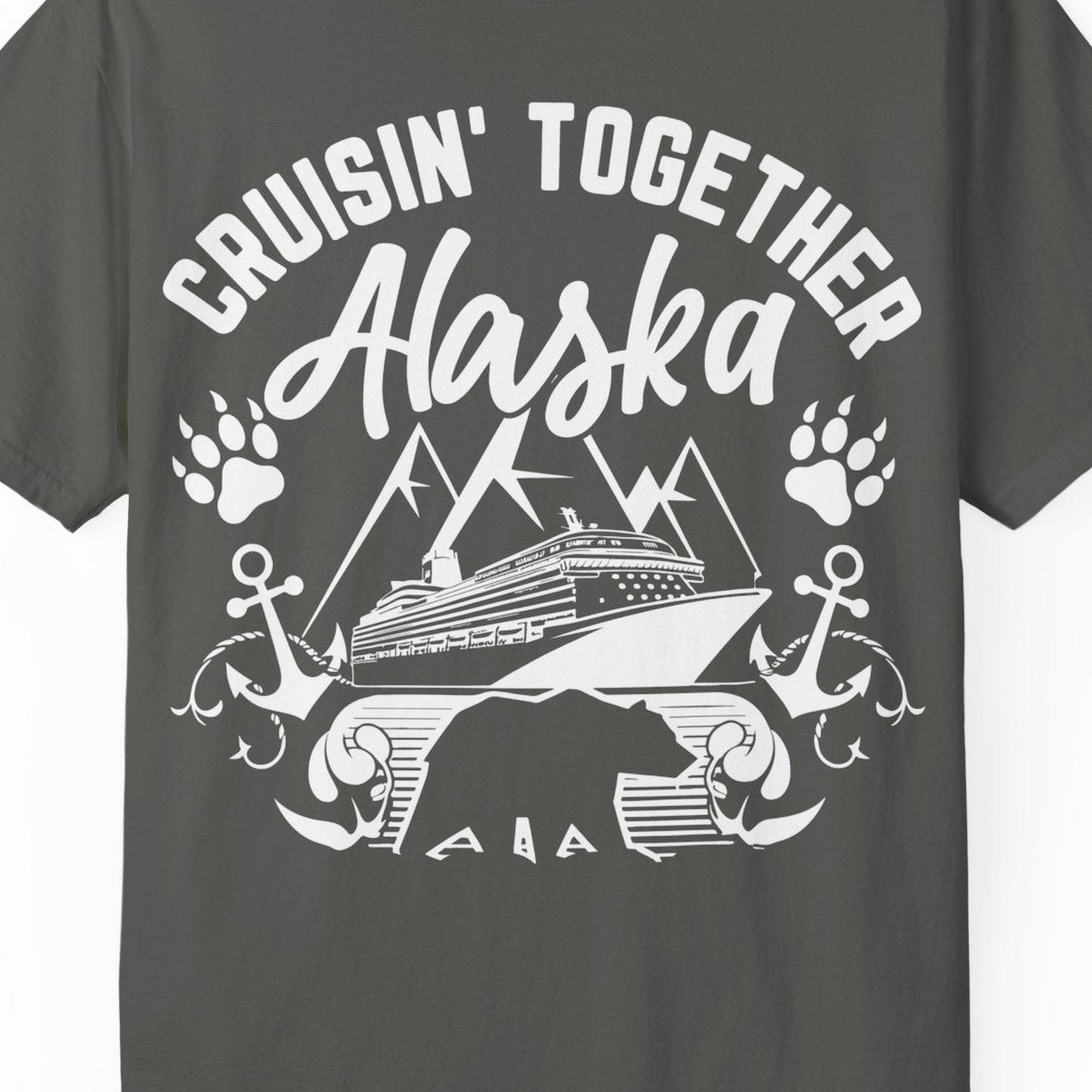 Alaska Cruise Adventure Shirt Comfort Colors T-Shirt – Pepper – Alaska Cruise Shirts Close Up