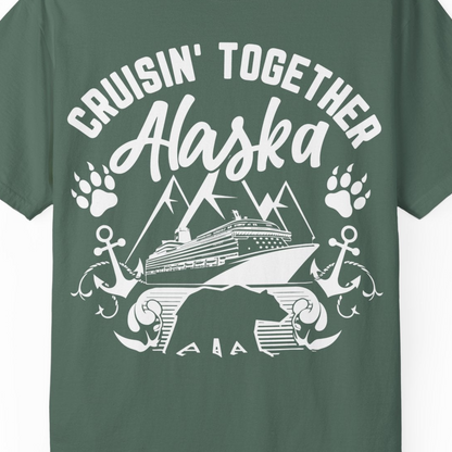 Alaska Cruise Adventure Shirt Comfort Colors T-Shirt – Blue Spruce – Alaska Cruise Shirts Close Up