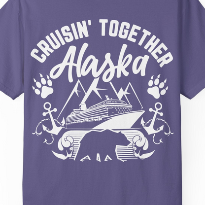 Alaska Cruise Adventure Shirt Comfort Colors T-Shirt – Grape – Alaska Cruise Shirts Close Up