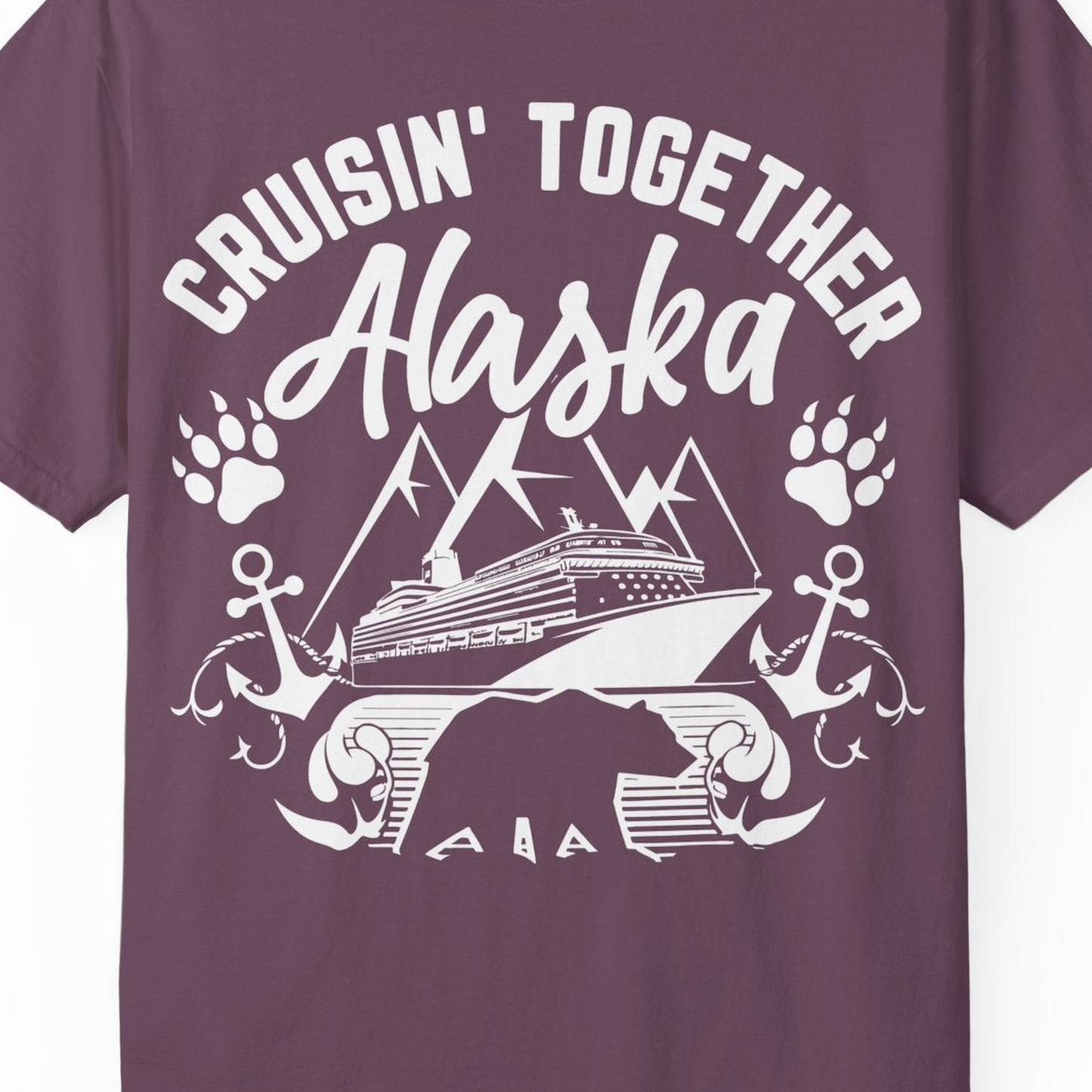 Alaska Cruise Adventure Shirt Comfort Colors T-Shirt – Berry – Alaska Cruise Shirts Close Up