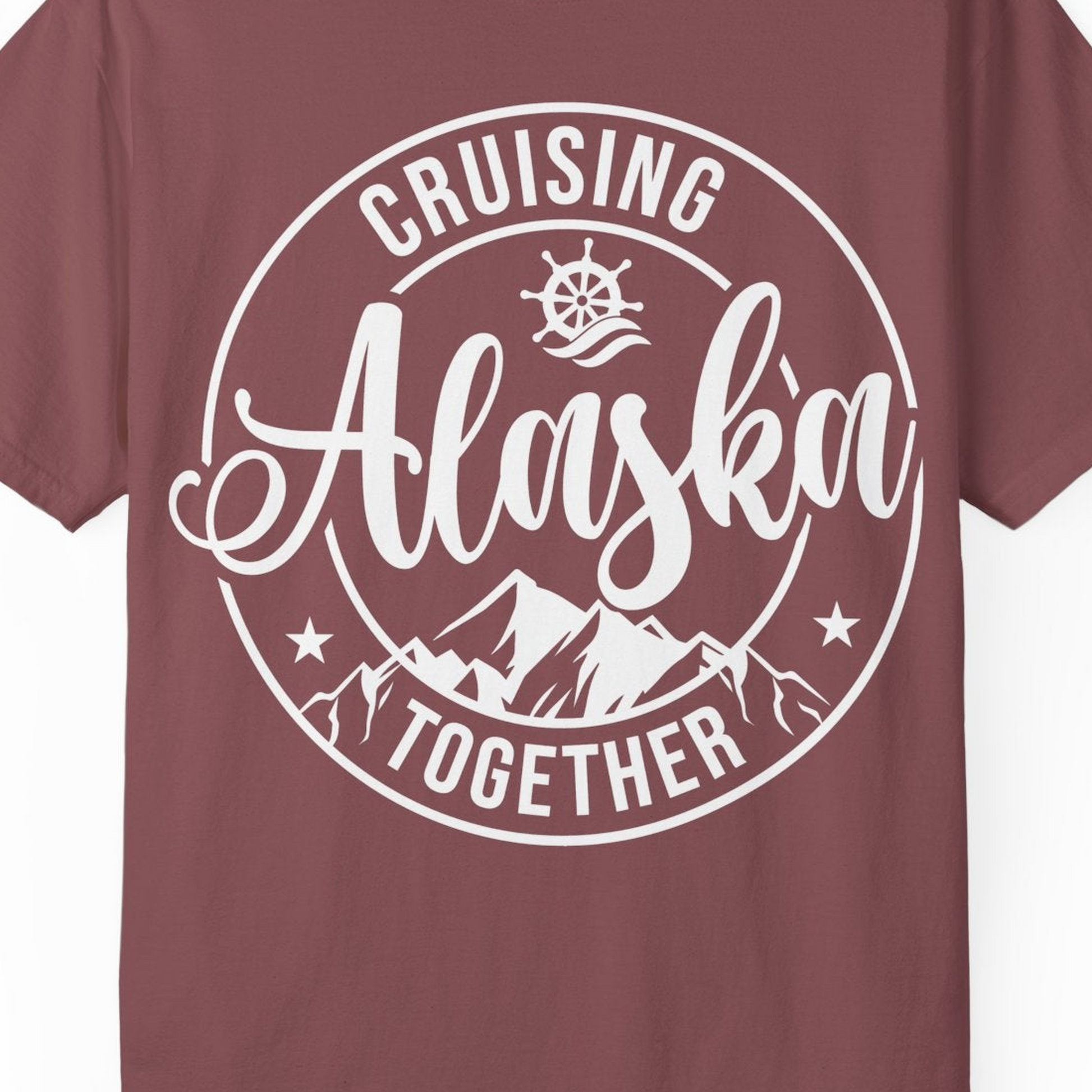 Cruising Alaska Together Shirt Comfort Colors T-Shirt – Brick – Alaska Cruise Shirts Close Up