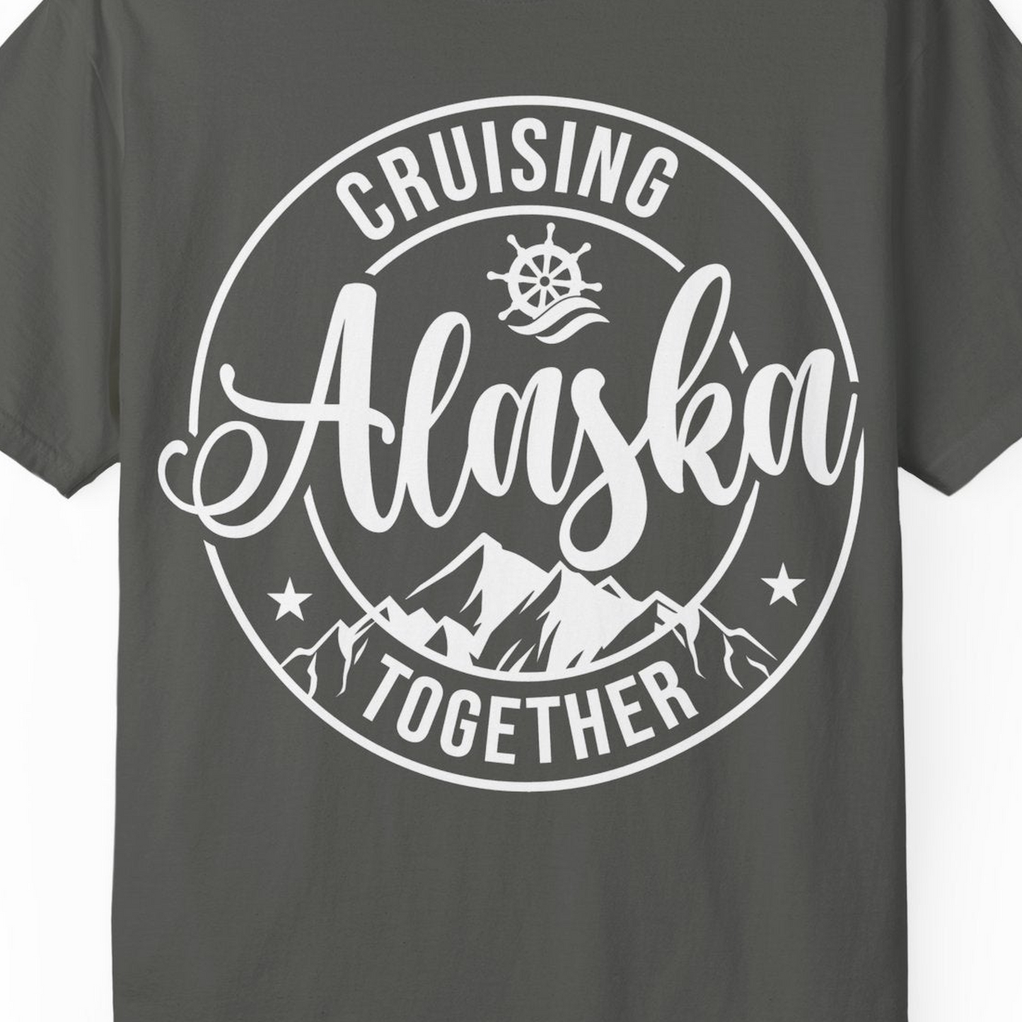 Cruising Alaska Together Shirt Comfort Colors T-Shirt – Pepper – Alaska Cruise Shirts Close Up