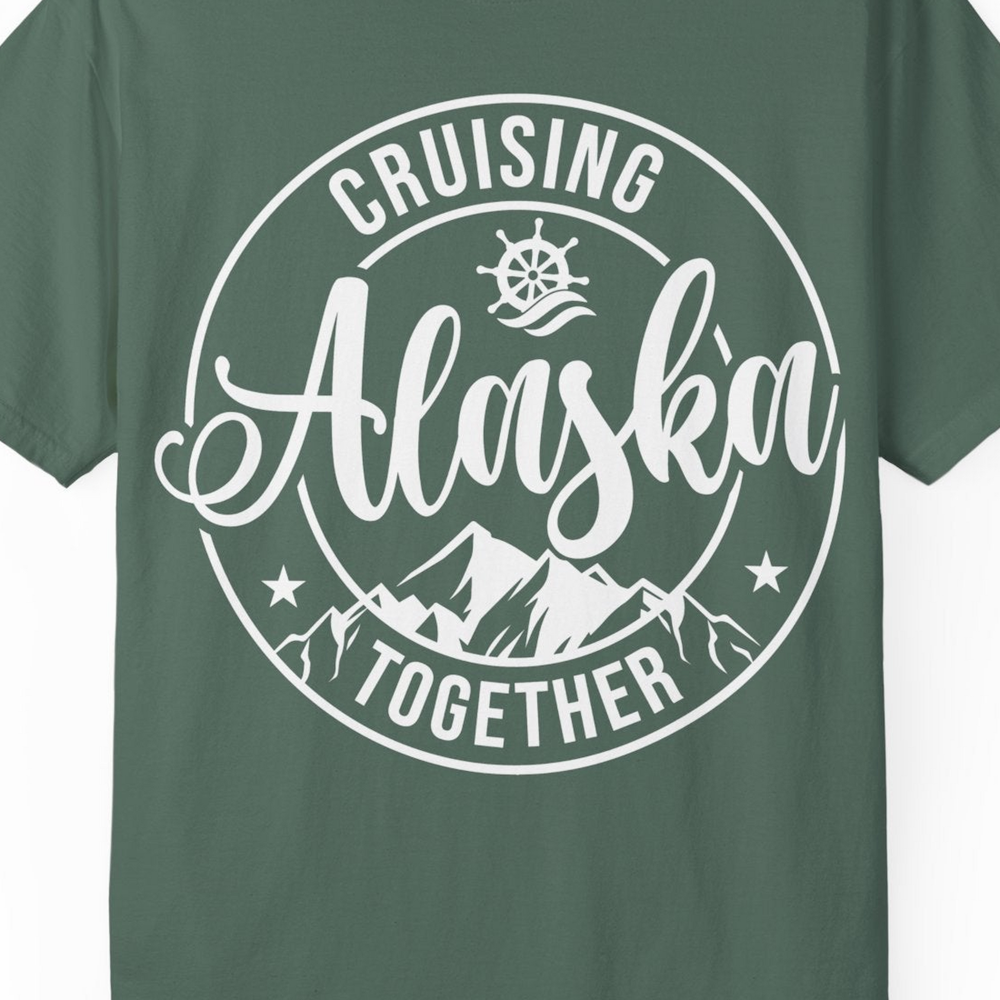 Cruising Alaska Together Shirt Comfort Colors T-Shirt – Blue Spruce – Alaska Cruise Shirts Close Up