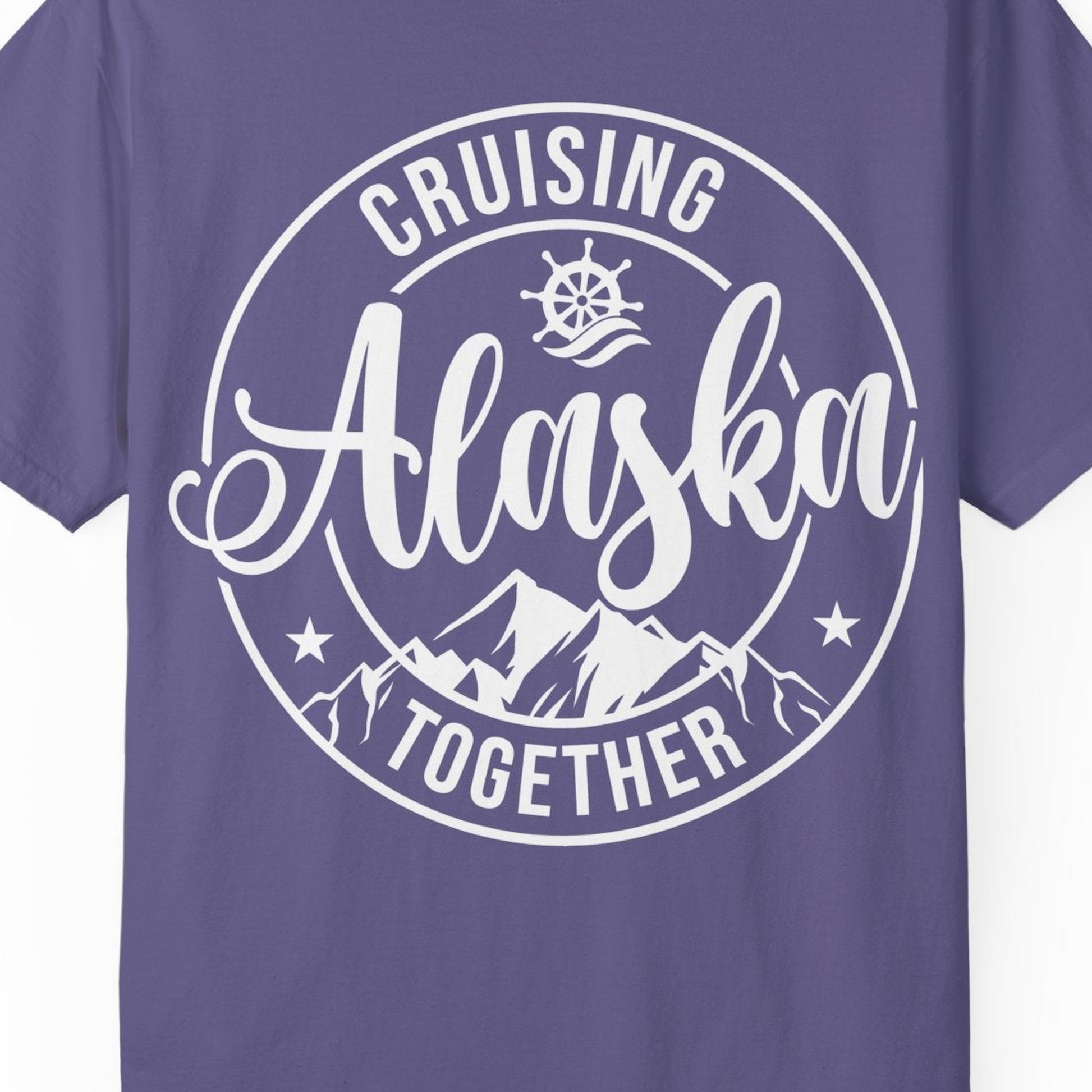 Cruising Alaska Together Shirt Comfort Colors T-Shirt – Grape – Alaska Cruise Shirts Close Up