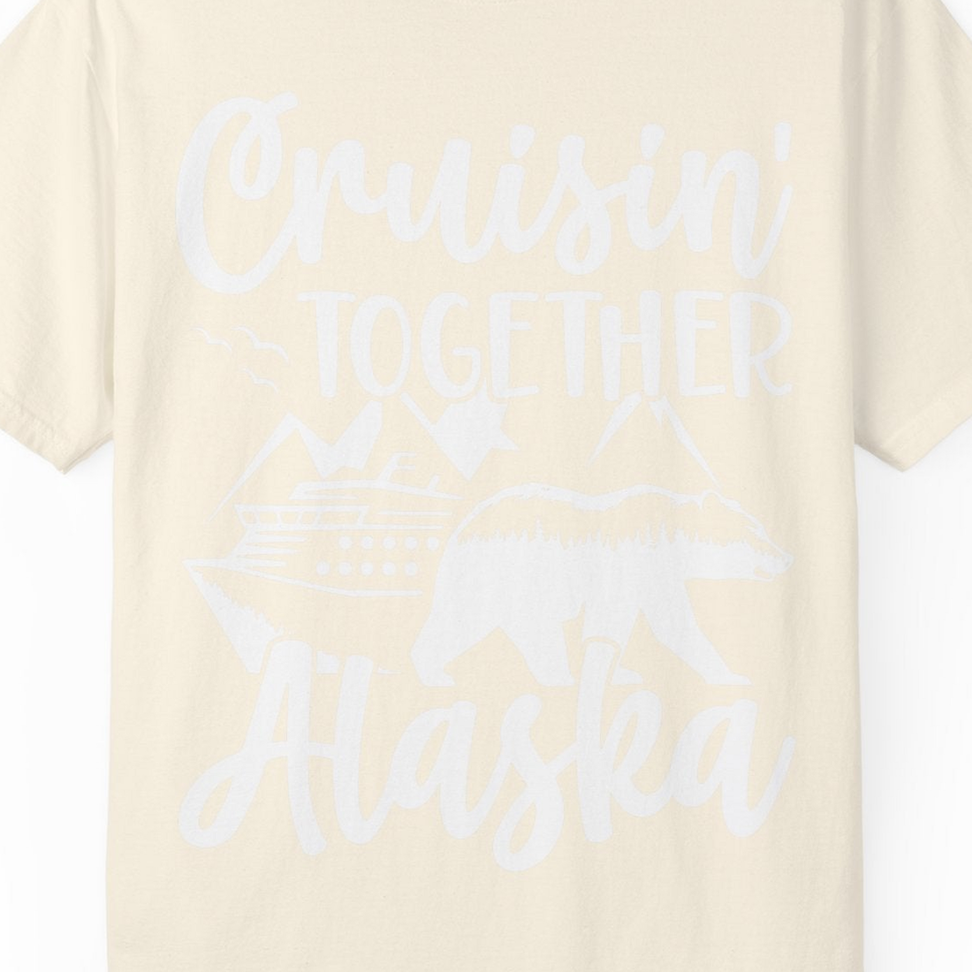 Alaska Cruise Adventure Shirt Comfort Colors T-Shirt – Ivory – Alaska Cruise Shirts Close Up