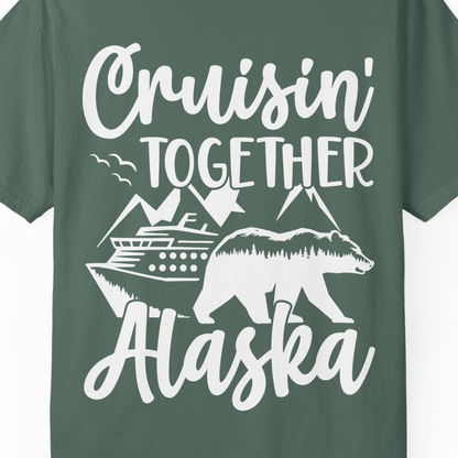 Alaska Cruise Adventure Shirt Comfort Colors T-Shirt – Blue Spruce – Alaska Cruise Shirts Close Up