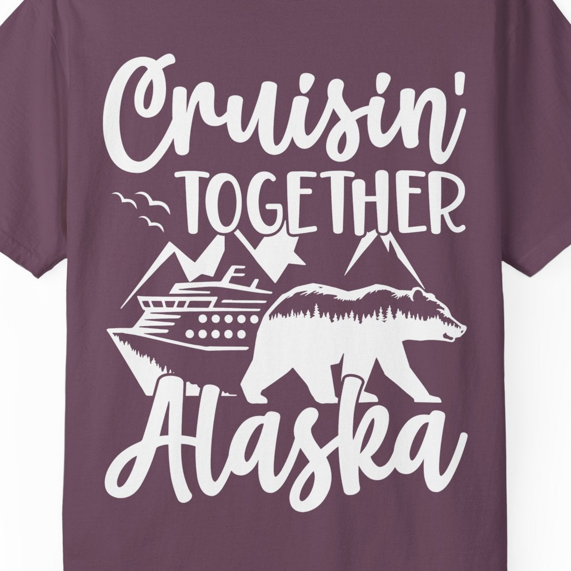 Alaska Cruise Adventure Shirt Comfort Colors T-Shirt – Berry – Alaska Cruise Shirts Close Up