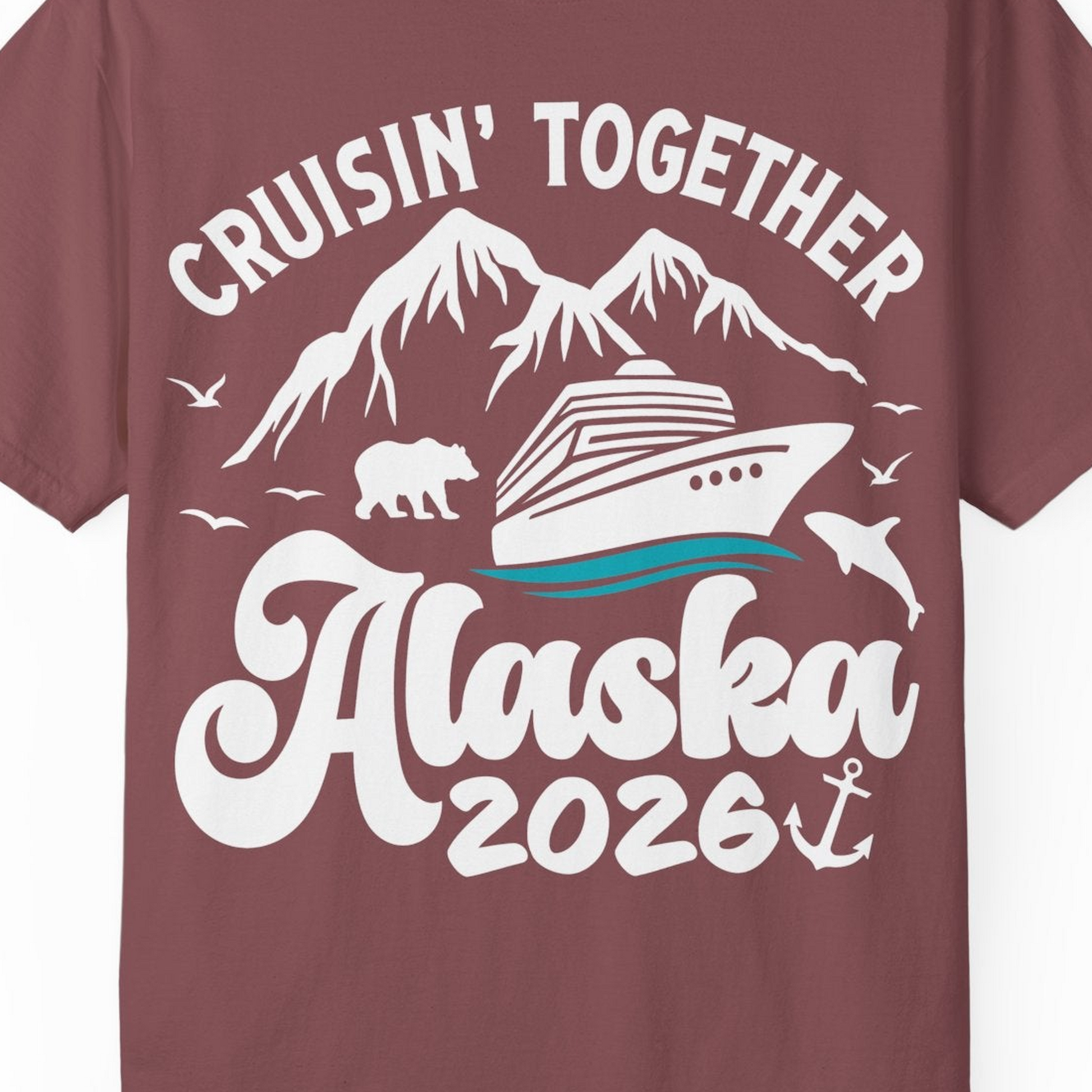 Alaska Cruise Adventure Shirt Comfort Colors T-Shirt – Brick – Alaska Cruise Shirts Close Up