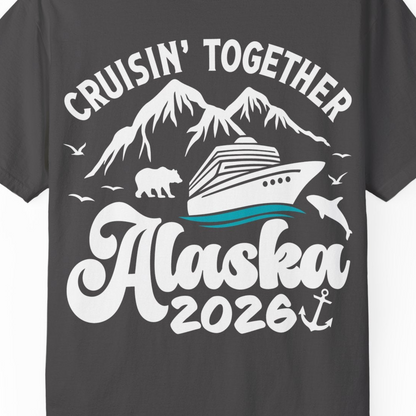 Alaska Cruise Adventure Shirt Comfort Colors T-Shirt – Graphite – Alaska Cruise Shirts Close Up