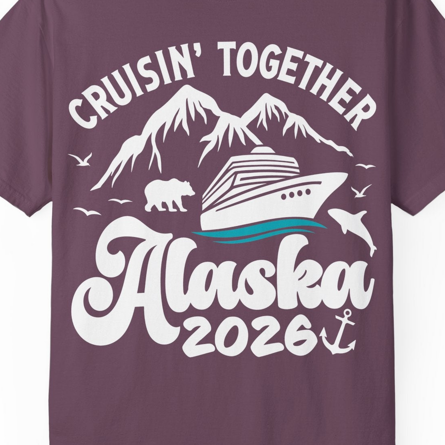 Alaska Cruise Adventure Shirt Comfort Colors T-Shirt – Berry – Alaska Cruise Shirts Close Up