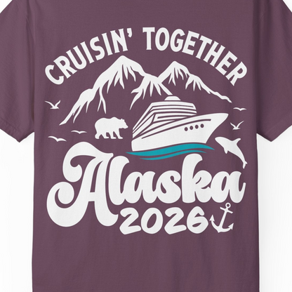Alaska Cruise Adventure Shirt Comfort Colors T-Shirt – Berry – Alaska Cruise Shirts Close Up