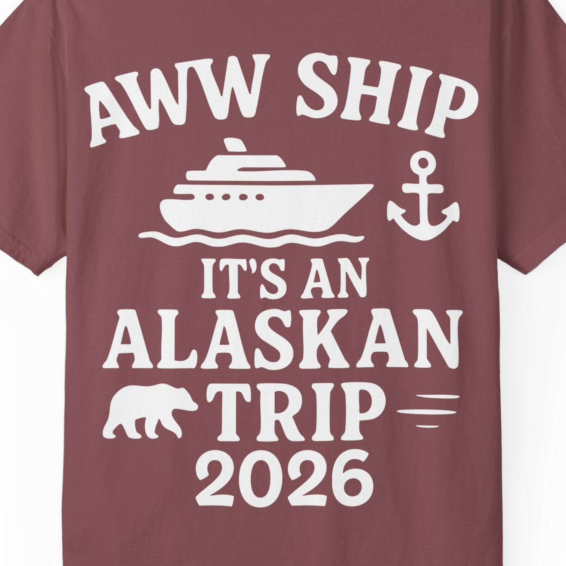 Alaska Cruise Shirt Comfort Colors T-Shirt – Brick – Alaska Cruise Shirts Close Up