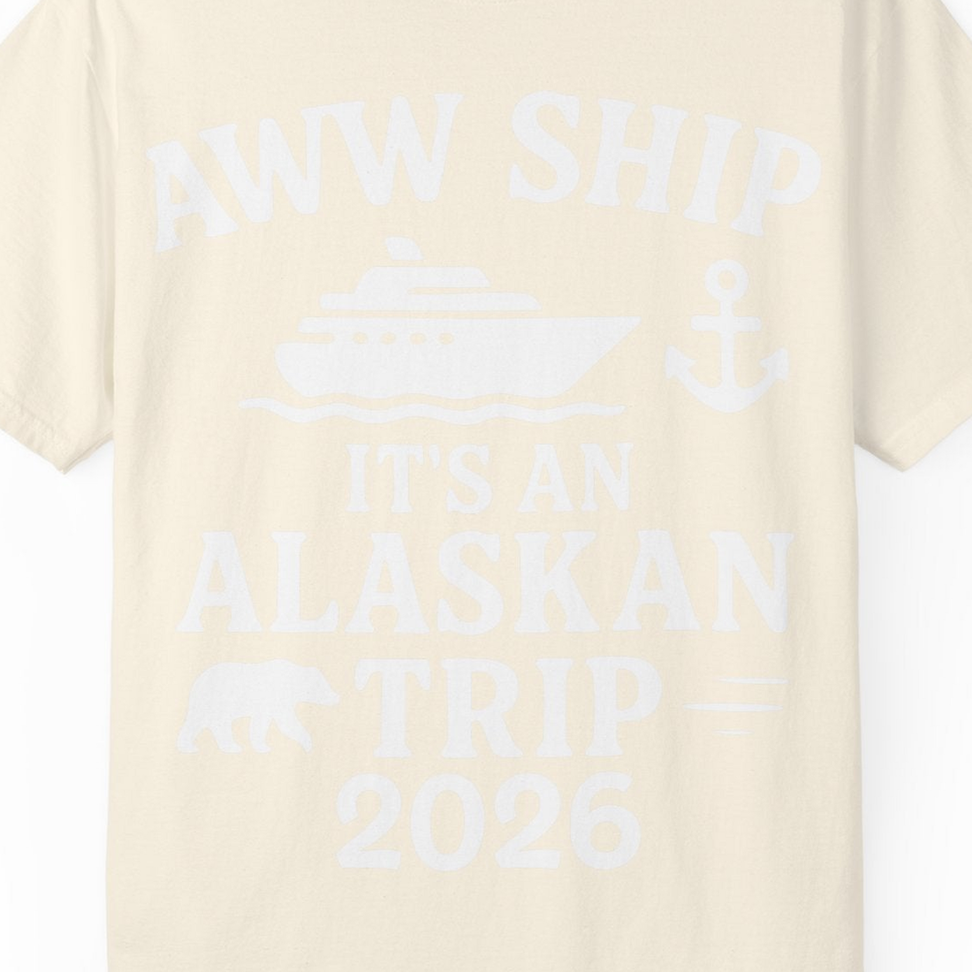 Alaska Cruise Shirt Comfort Colors T-Shirt – Ivory – Alaska Cruise Shirts Close Up