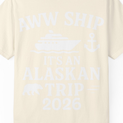 Alaska Cruise Shirt Comfort Colors T-Shirt – Ivory – Alaska Cruise Shirts Close Up