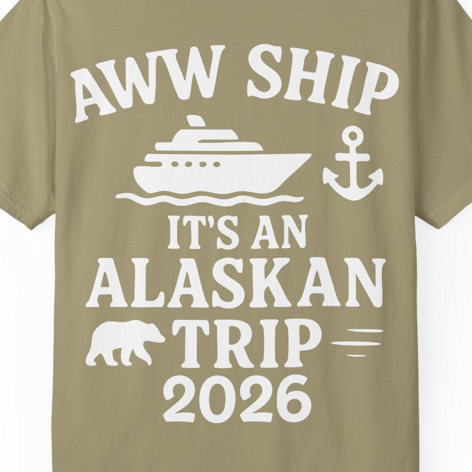 Alaska Cruise Shirt Comfort Colors T-Shirt – Khaki – Alaska Cruise Shirts Close Up