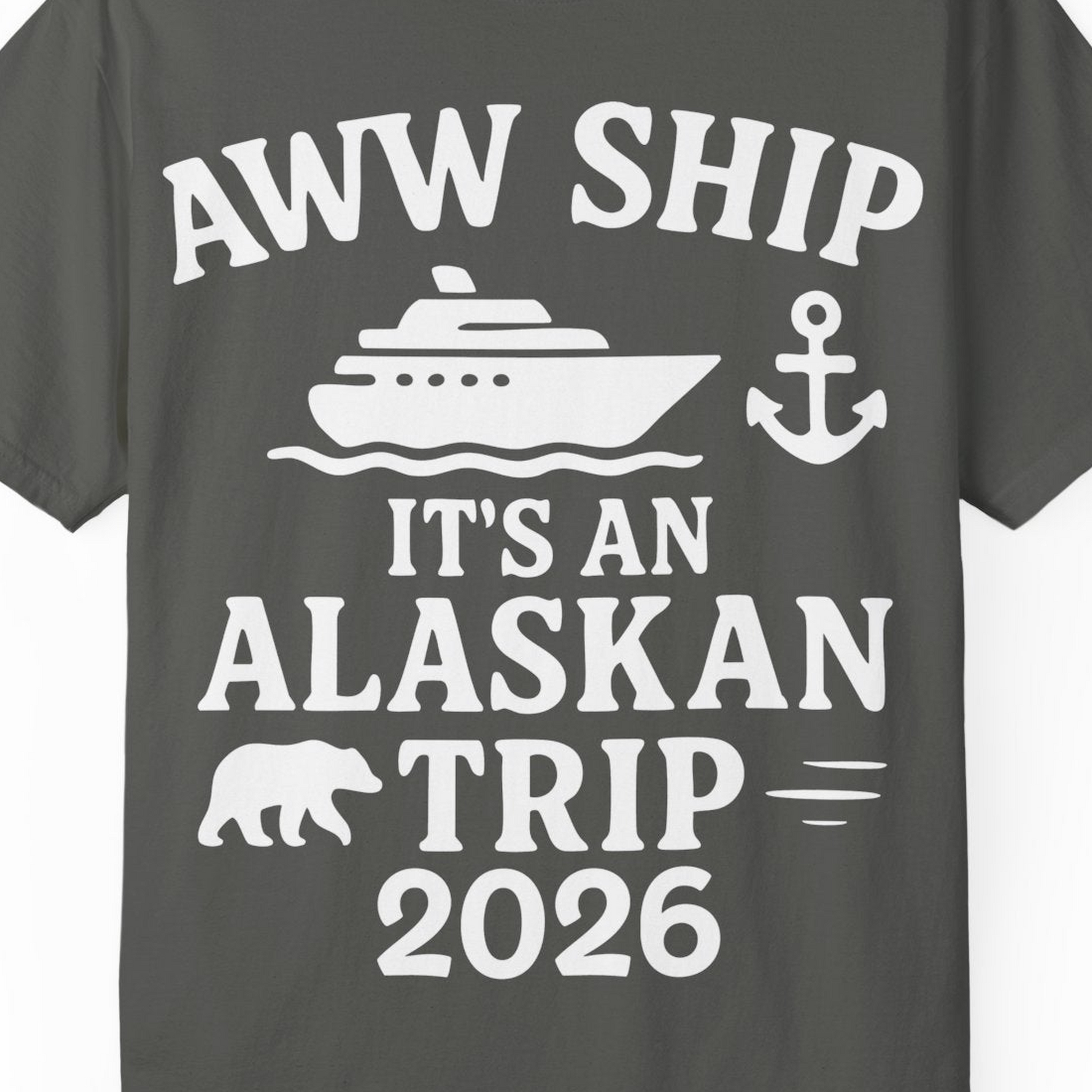 Alaska Cruise Shirt Comfort Colors T-Shirt – Pepper – Alaska Cruise Shirts Close Up