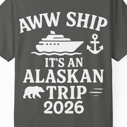 Alaska Cruise Shirt Comfort Colors T-Shirt – Pepper – Alaska Cruise Shirts Close Up