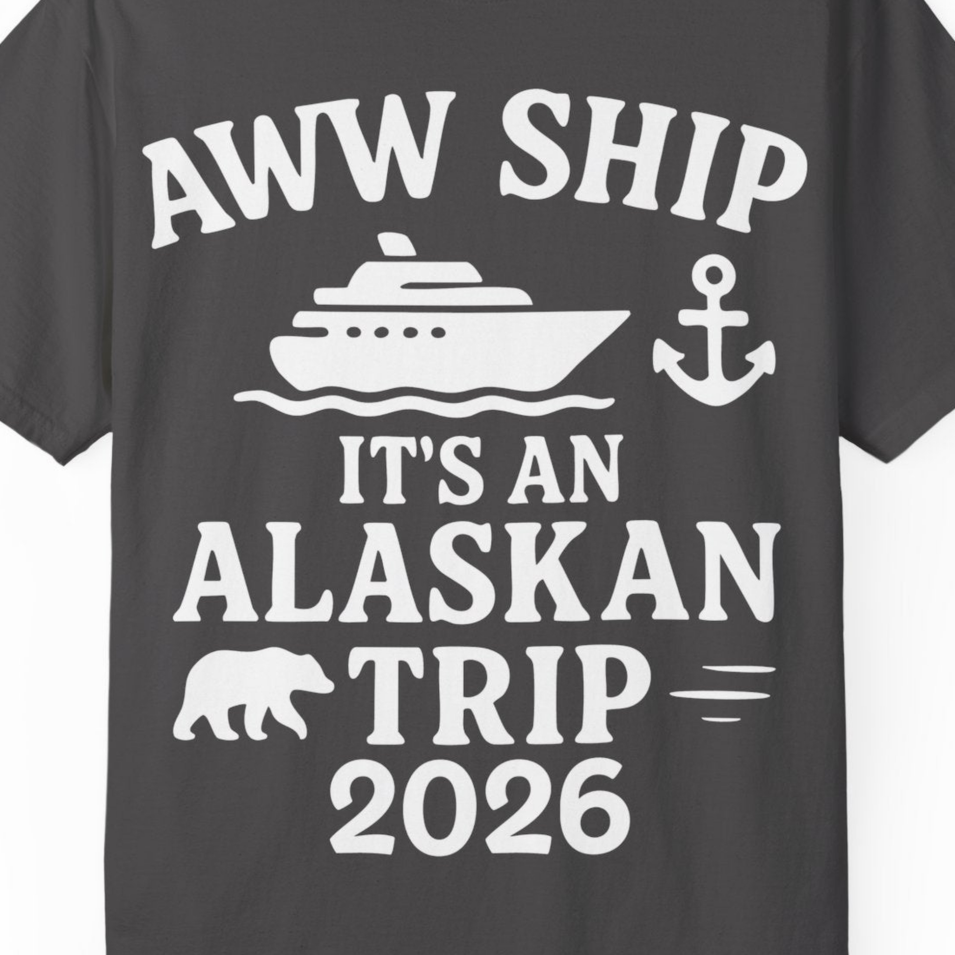 Alaska Cruise Shirt Comfort Colors T-Shirt – Graphite – Alaska Cruise Shirts Close Up