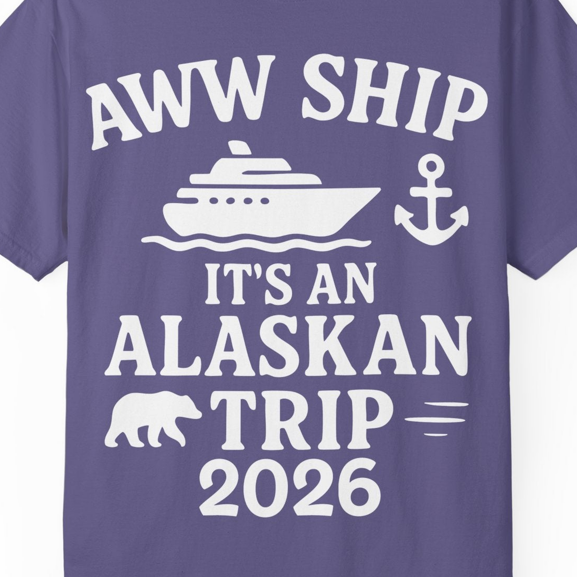 Alaska Cruise Shirt Comfort Colors T-Shirt – Grape – Alaska Cruise Shirts Close Up