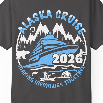 Alaska Cruise 2026 Shirt Comfort Colors T-Shirt – Graphite – Alaska Cruise Shirts Close Up