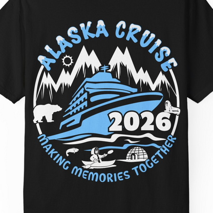 Alaska Cruise 2026 Shirt Comfort Colors T-Shirt – Black – Alaska Cruise Shirts Close Up