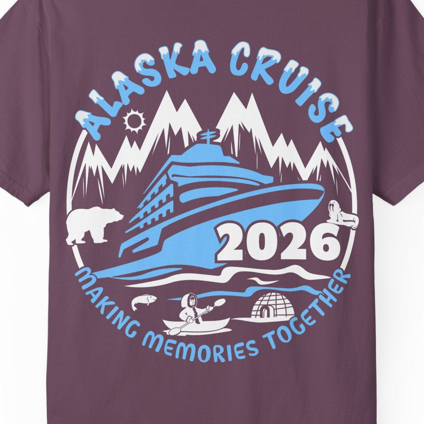 Alaska Cruise 2026 Shirt Comfort Colors T-Shirt – Berry – Alaska Cruise Shirts Close Up