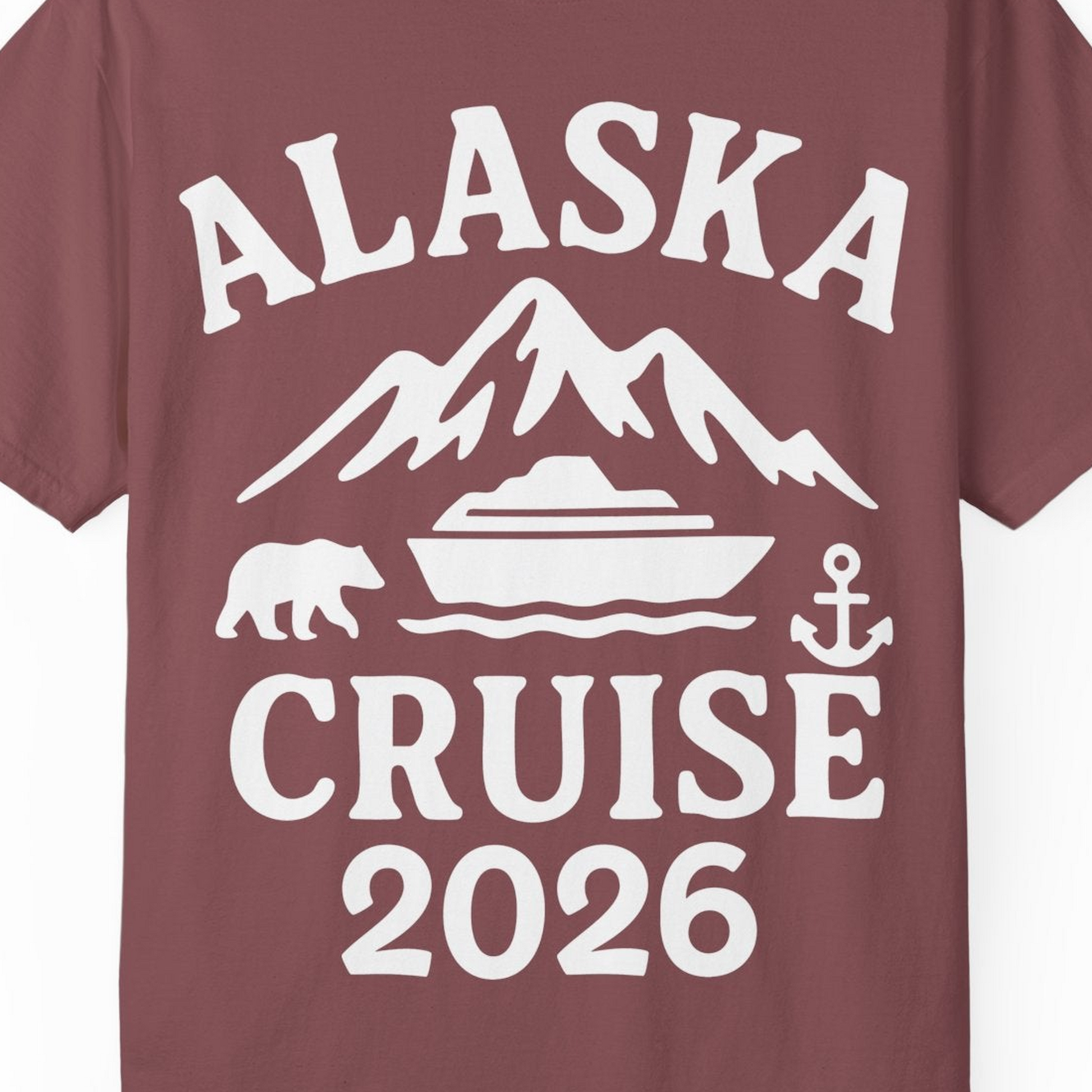 Alaska Cruise 2026 Shirt Comfort Colors T-Shirt – Brick – Alaska Cruise Shirts Close Up