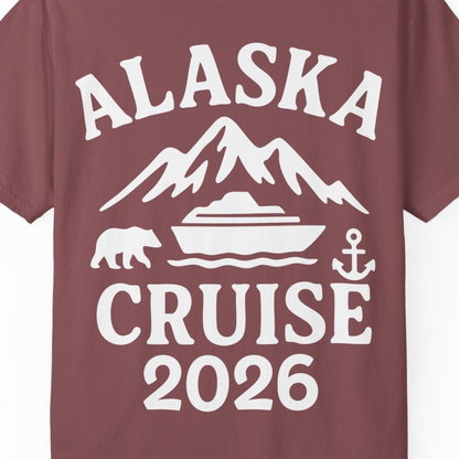 Alaska Cruise 2026 Shirt Comfort Colors T-Shirt – Brick – Alaska Cruise Shirts Close Up