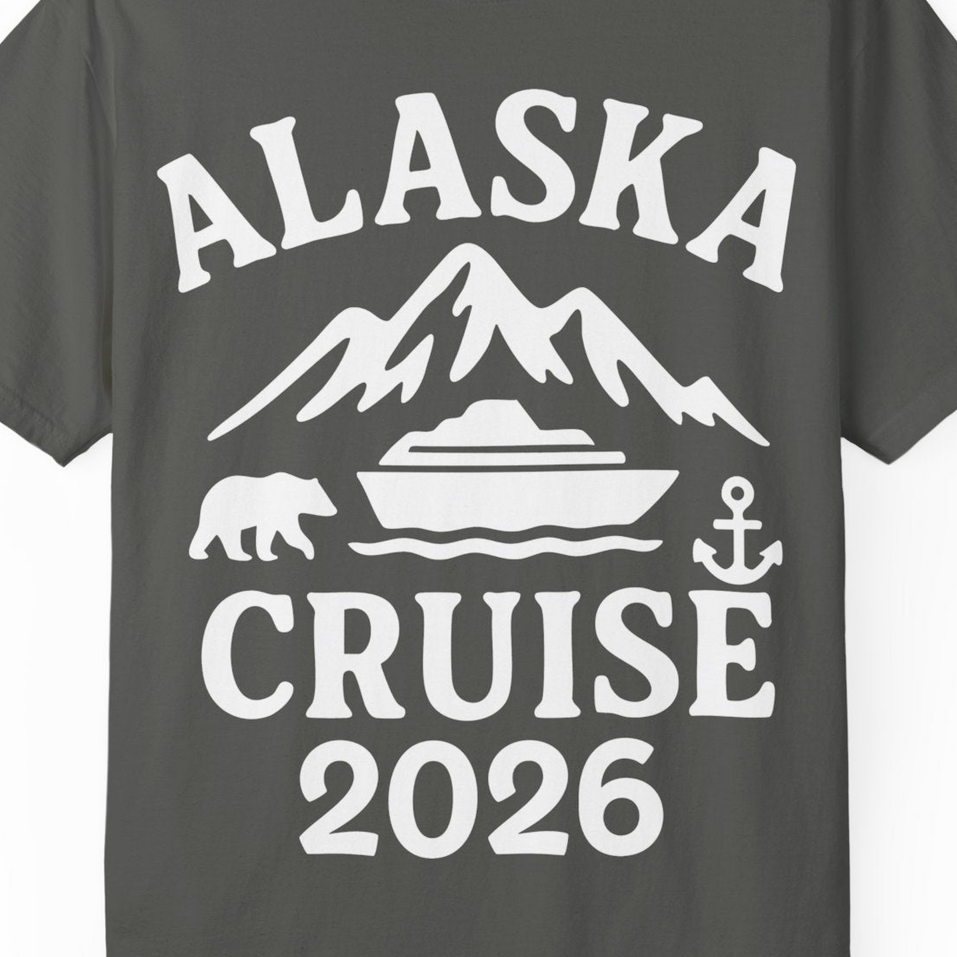 Alaska Cruise 2026 Shirt Comfort Colors T-Shirt – Pepper – Alaska Cruise Shirts Close Up