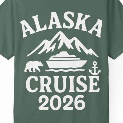 Alaska Cruise 2026 Shirt Comfort Colors T-Shirt – Blue Spruce – Alaska Cruise Shirts Close Up