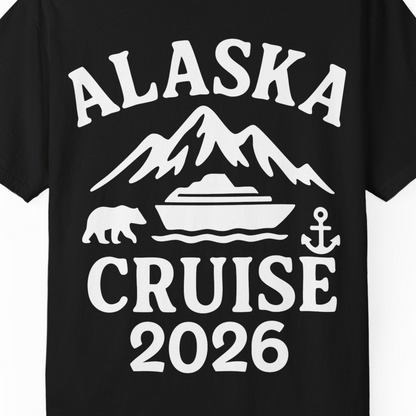Alaska Cruise 2026 Shirt Comfort Colors T-Shirt – Black – Alaska Cruise Shirts Close Up