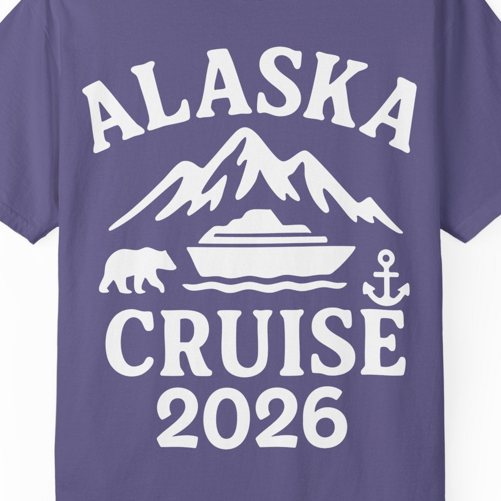 Alaska Cruise 2026 Shirt Comfort Colors T-Shirt – Grape – Alaska Cruise Shirts Close Up