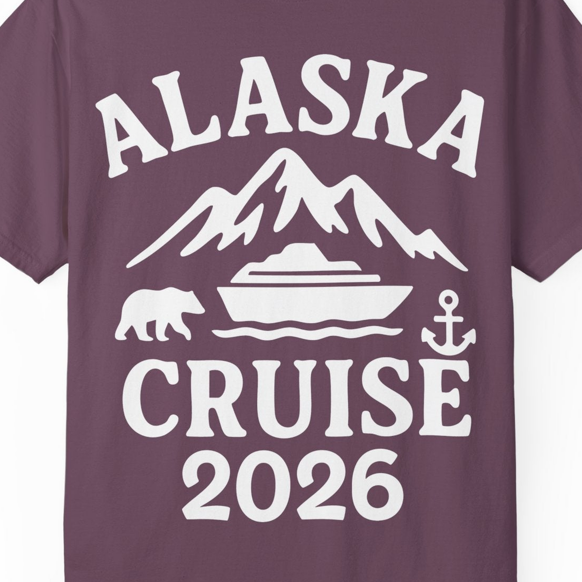 Alaska Cruise 2026 Shirt Comfort Colors T-Shirt – Berry – Alaska Cruise Shirts Close Up
