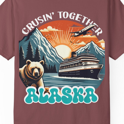 Alaska Cruise Shirt Comfort Colors T-Shirt – Brick – Alaska Cruise Shirts Close Up