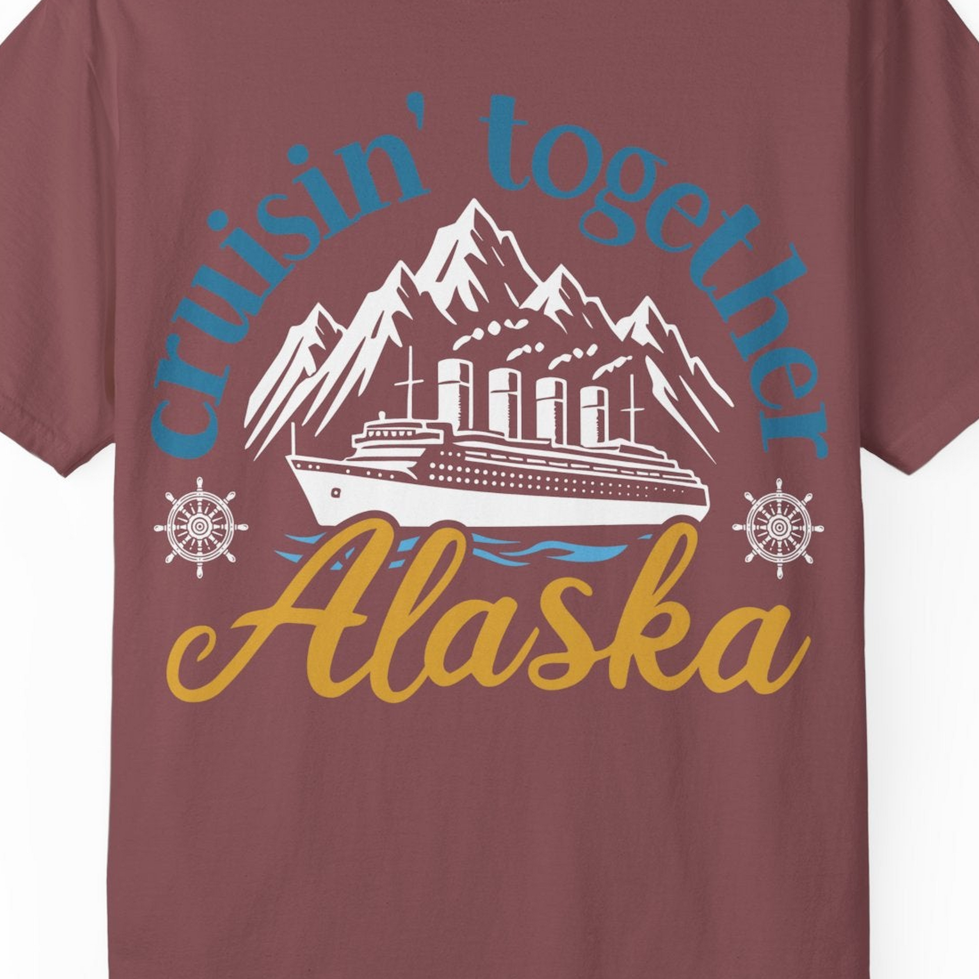 Alaska Cruise Adventure Shirt Comfort Colors T-Shirt – Brick – Alaska Cruise Shirts Close Up