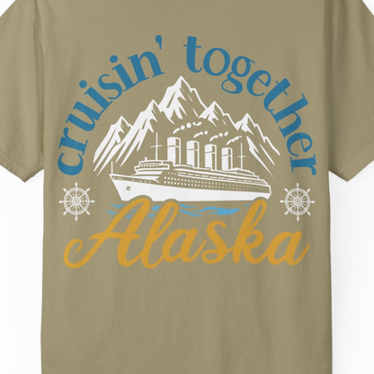 Alaska Cruise Adventure Shirt Comfort Colors T-Shirt – Khaki – Alaska Cruise Shirts Close Up
