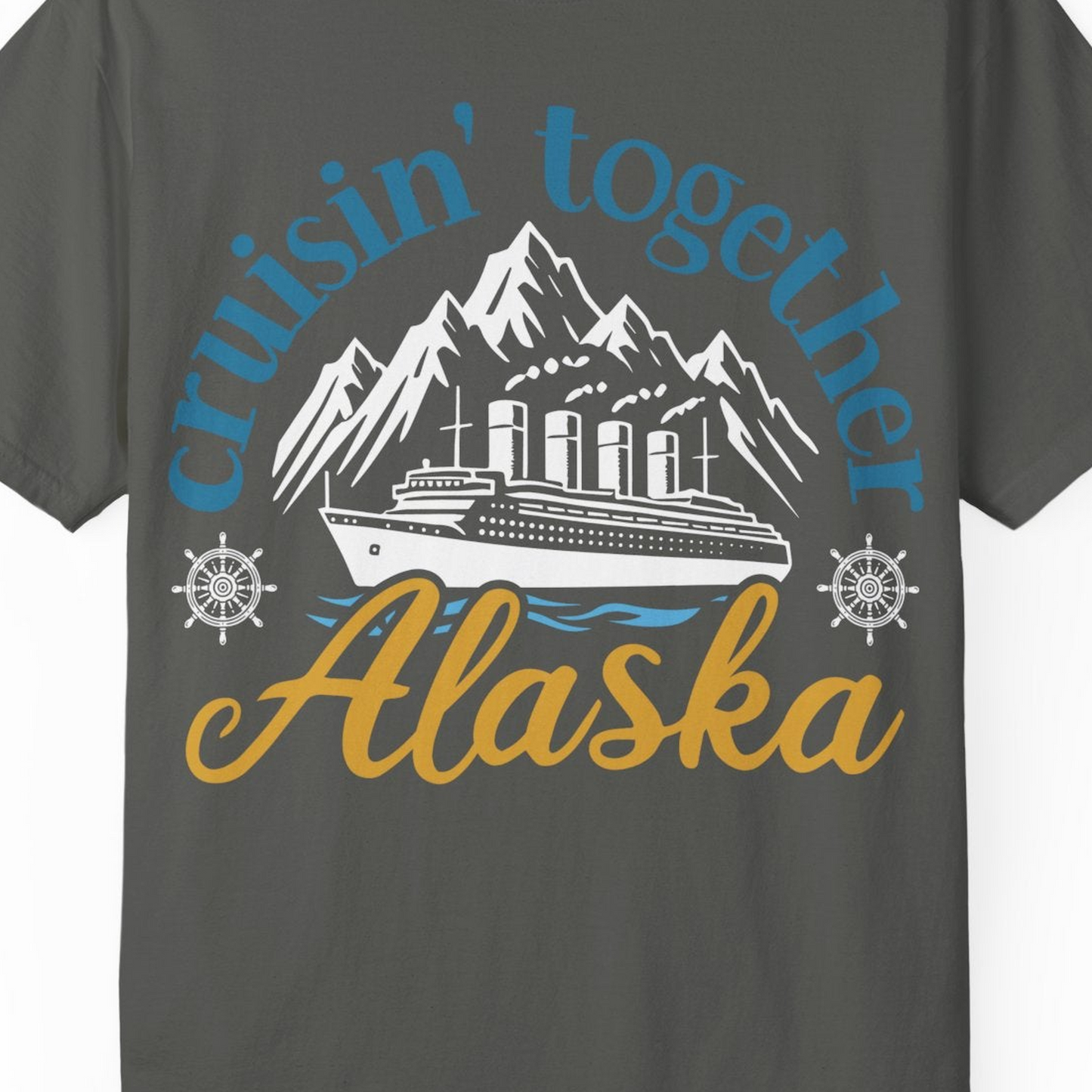 Alaska Cruise Adventure Shirt Comfort Colors T-Shirt – Pepper – Alaska Cruise Shirts Close Up