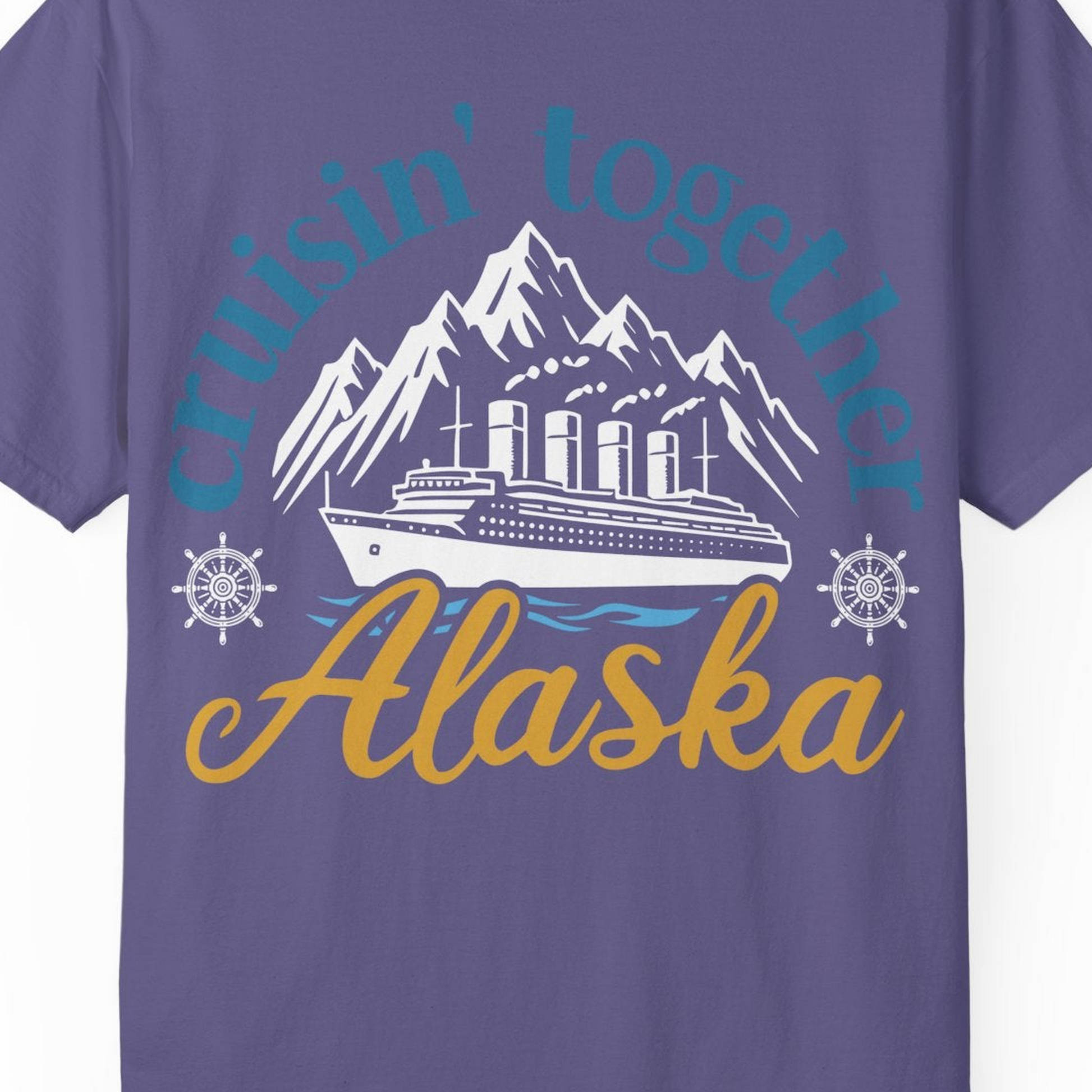 Alaska Cruise Adventure Shirt Comfort Colors T-Shirt – Grape – Alaska Cruise Shirts Close Up