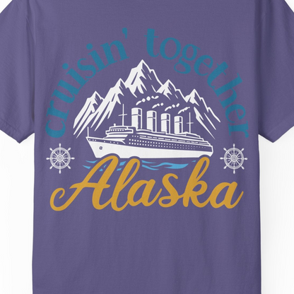 Alaska Cruise Adventure Shirt Comfort Colors T-Shirt – Grape – Alaska Cruise Shirts Close Up