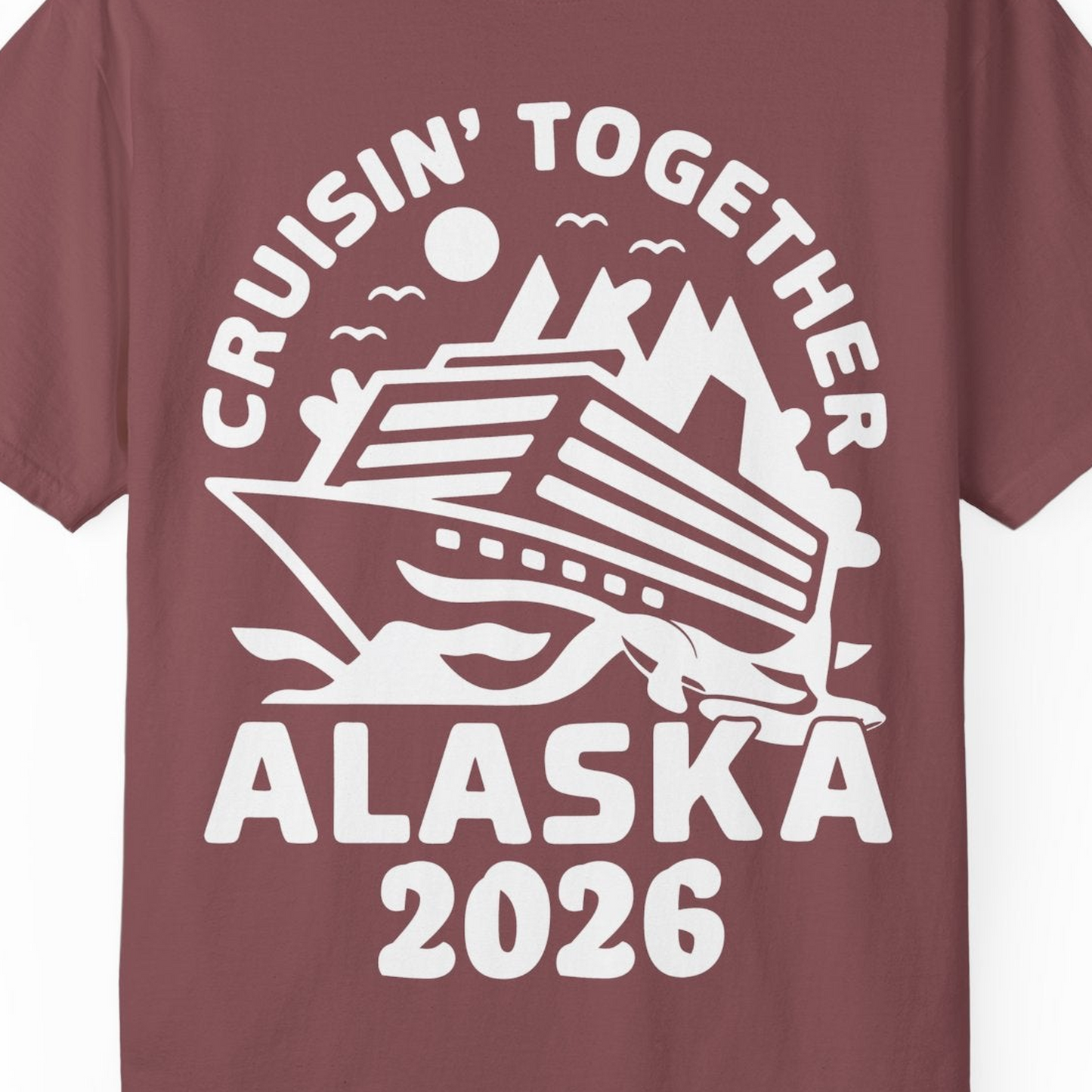 Cruisin Together Alaska Cruise Shirt Comfort Colors T-Shirt – Brick – Alaska Cruise Shirts Close Up