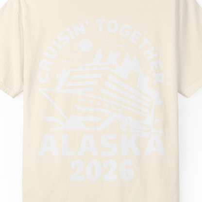 Cruisin Together Alaska Cruise Shirt Comfort Colors T-Shirt – Ivory – Alaska Cruise Shirts Close Up
