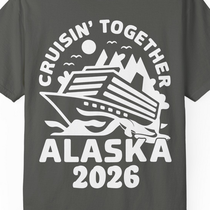 Cruisin Together Alaska Cruise Shirt Comfort Colors T-Shirt – Pepper – Alaska Cruise Shirts Close Up